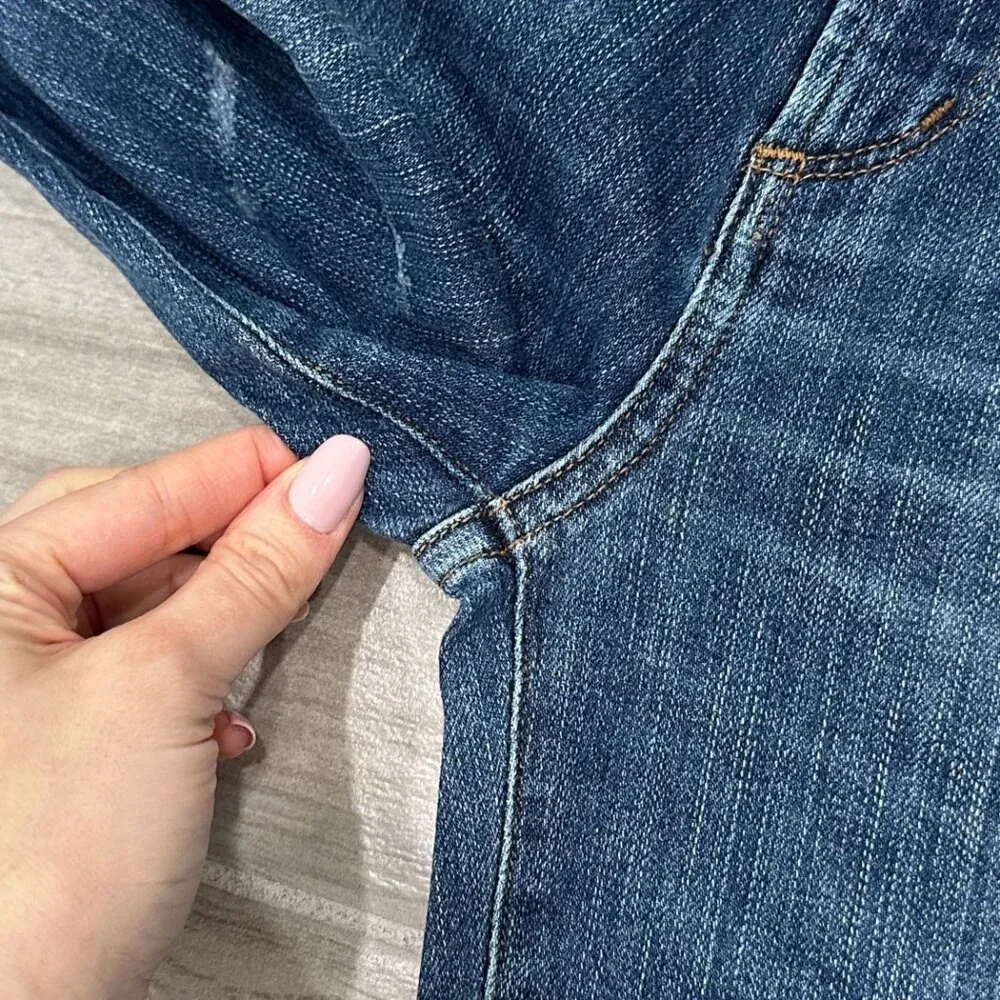 Agolde Sophie Mid-Rise Distressed Skinny Crop Jeans in Santa Fe Blue Size 26